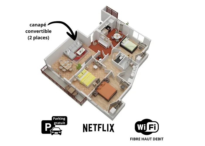 Apartment Loft Lumineux Avec Netflix & Parking Prive, Proche Centre